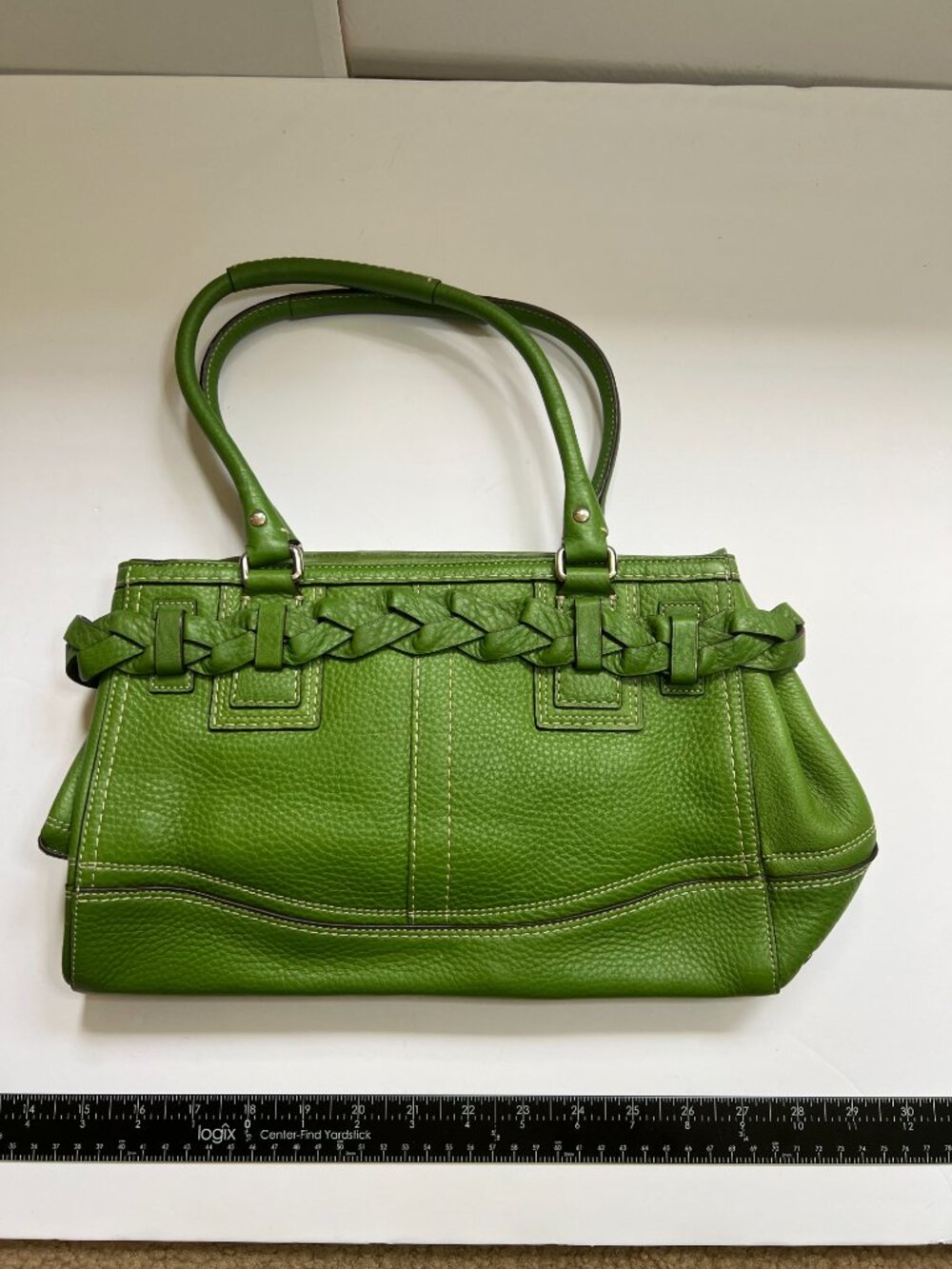 Coach Hampton Braided Pebbled Leather Satchel, ide - Picture 2 of 6